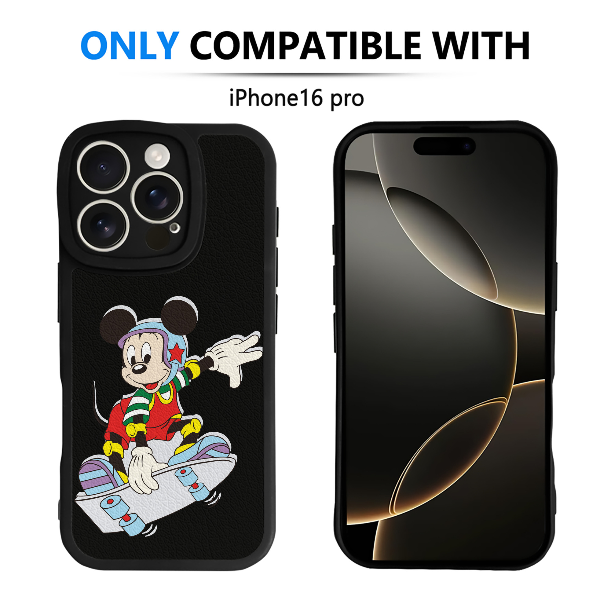 （画像用） ミッキーマウス Mickey Mouse 【iPhone 16シリーズ対応】シリコンスマホケース（レザー調） 材質：シリコン
